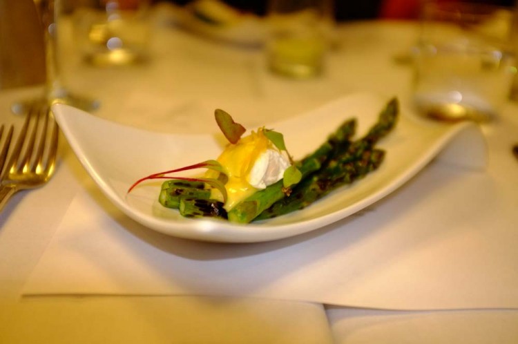 Asparagus quail egg citrus dressing